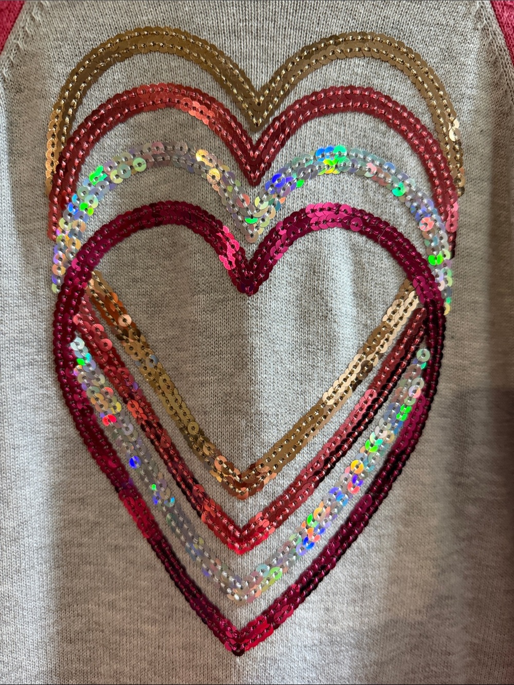 The Children's Place Gray Sweater Dress with Hot Pink Sleeves & Sequin Heart - Picture 2 of 3